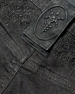 Pants Men / Denim Stretchy / Digital Embroidey / Stonewashed - Black KAMBOZII