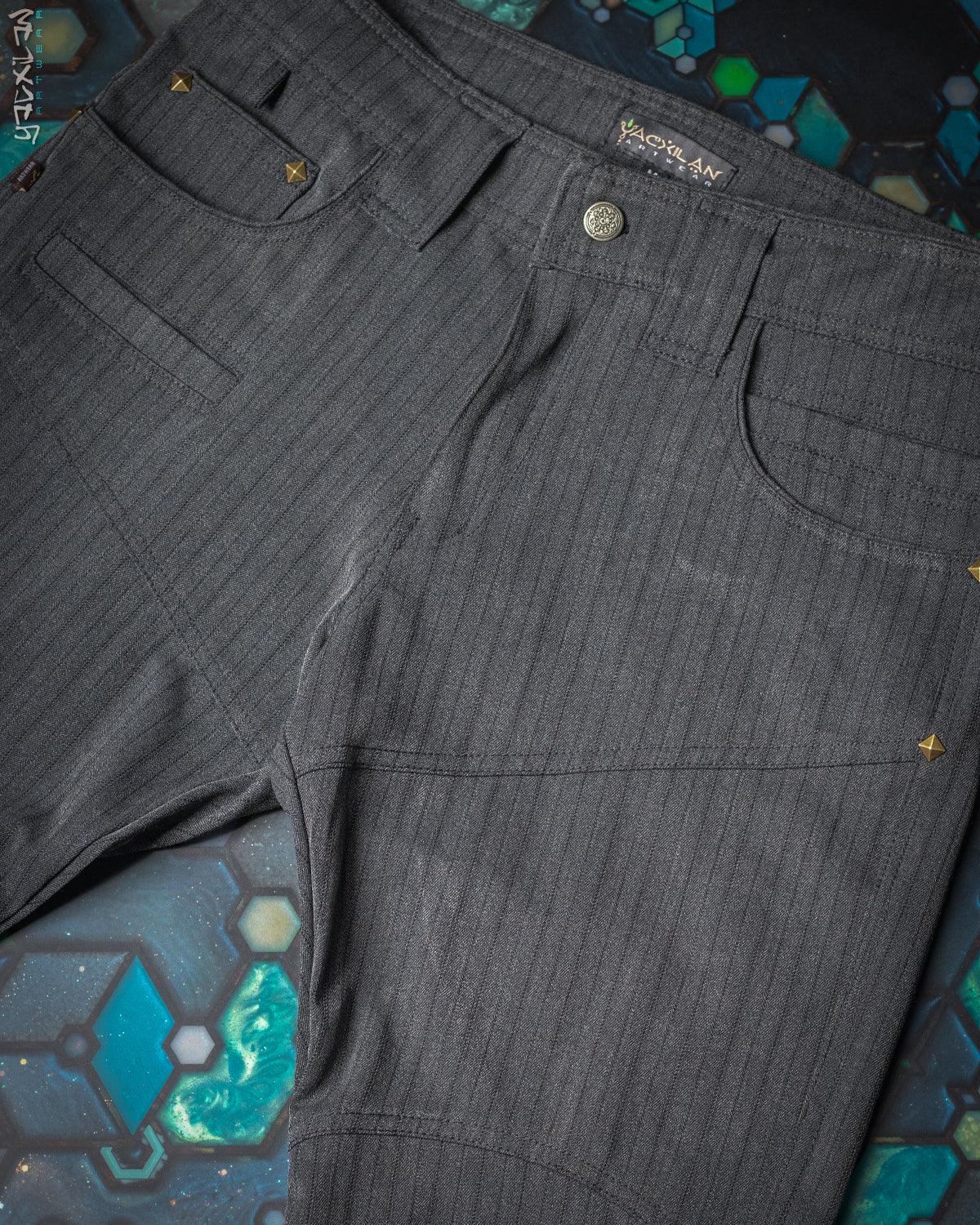 Pants Men / TR - Grey Strippe HERRINGBONE - Yacxilan Artwear