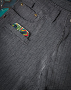 Pants Men / TR - Grey Strippe HERRINGBONE - Yacxilan Artwear