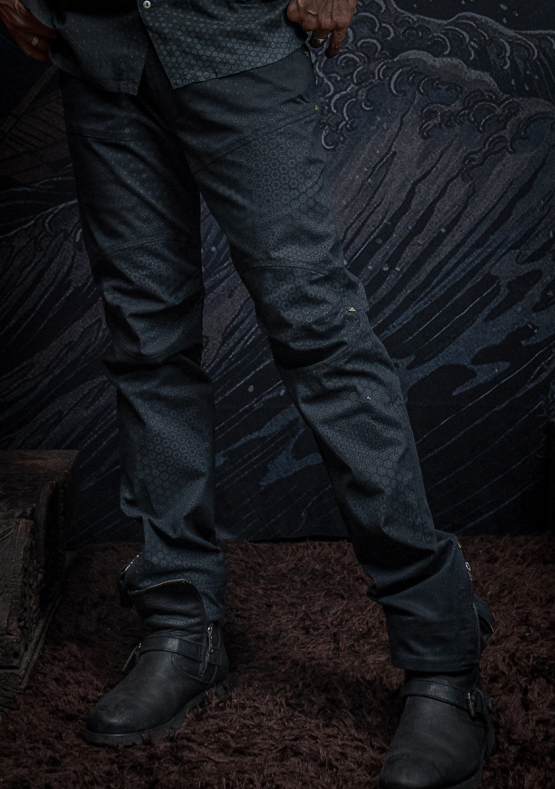 Pants Men / Twill Stretchy Screenprinted - Black ARAKIS