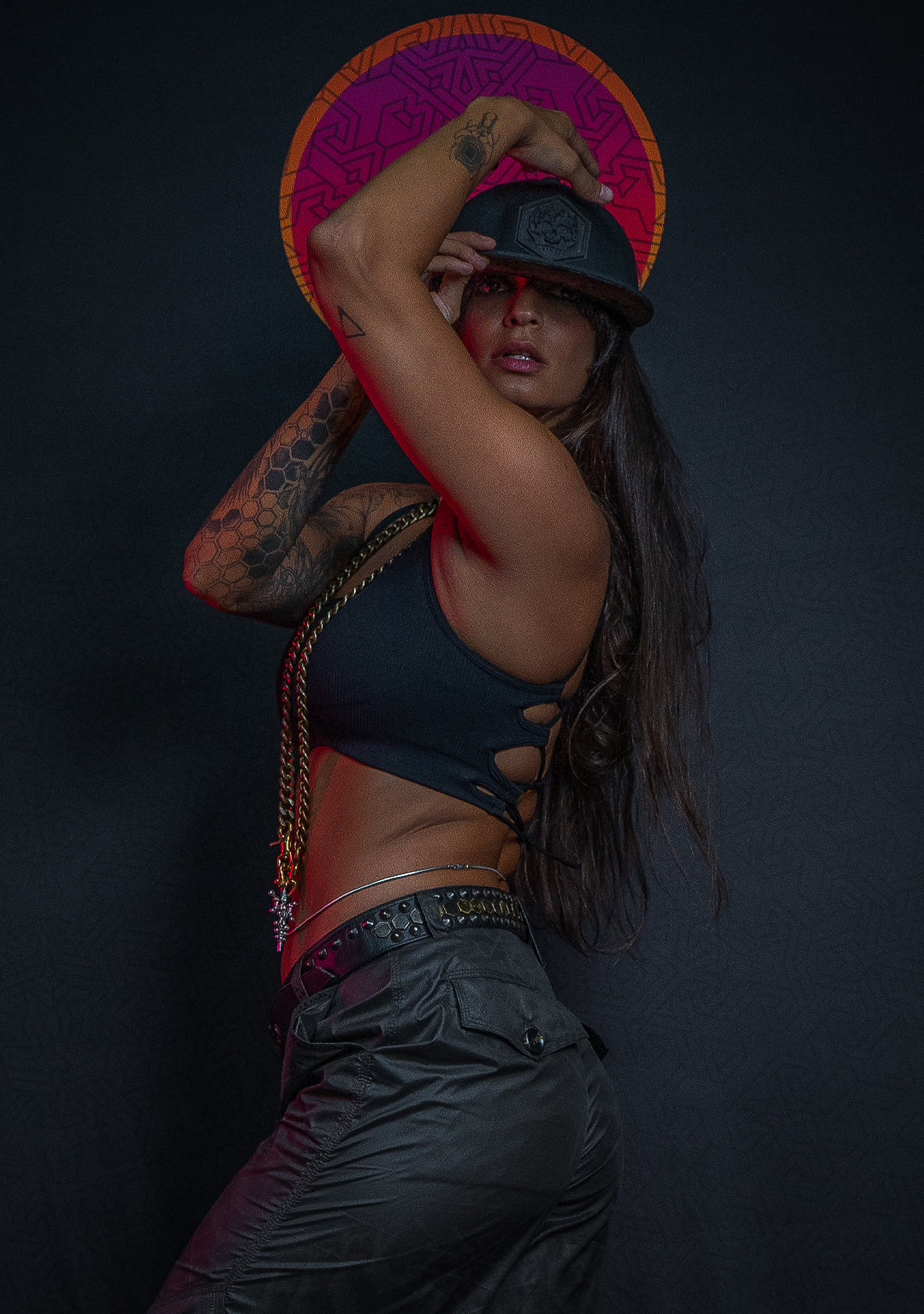 Woman Crop Top Open Back / Poliamide - BLACK