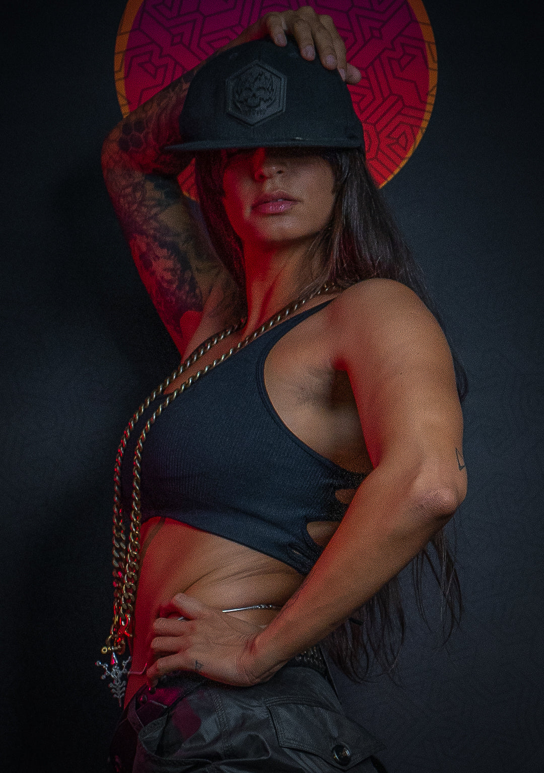 Woman Crop Top Open Back / Poliamide - BLACK