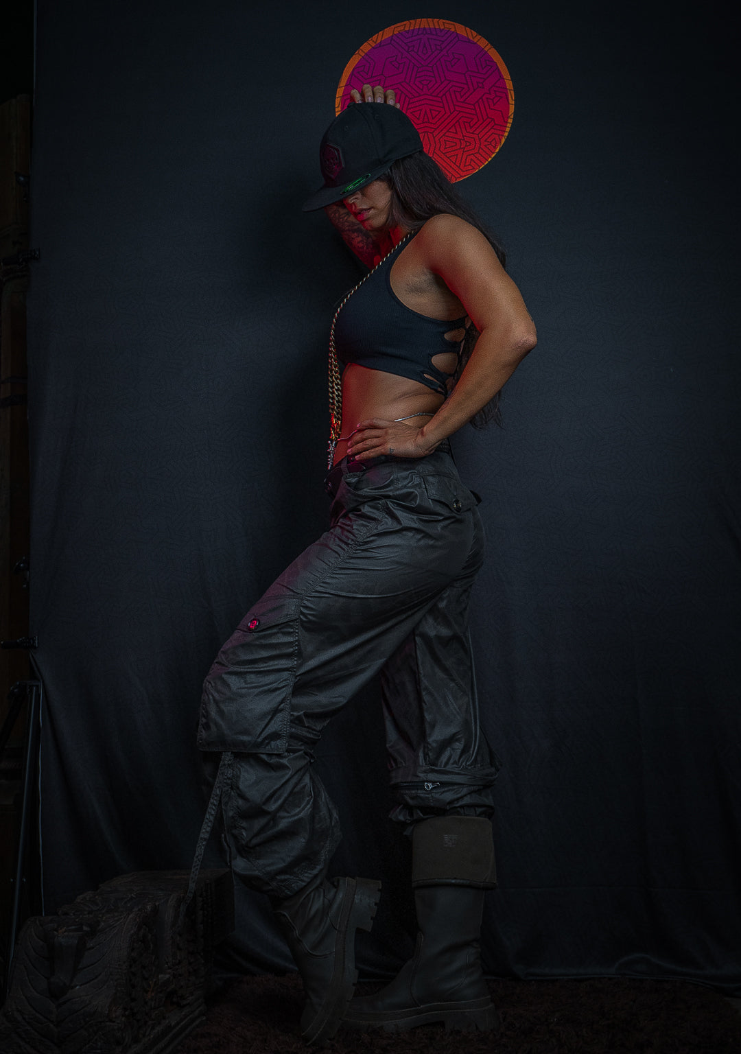 Woman Crop Top Open Back / Poliamide - BLACK