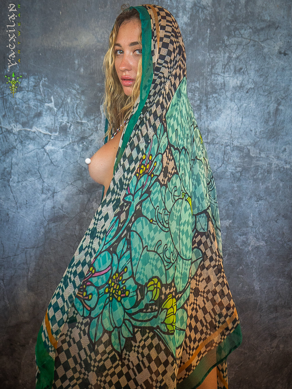 Scarf / Pareo Bamboo - PSYCHOCHIC FLOWER