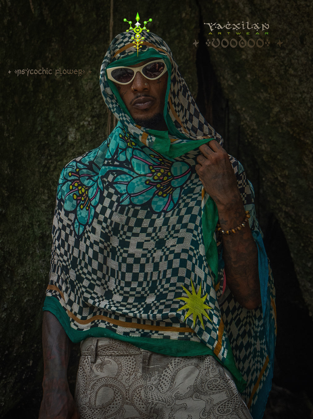 Scarf / Pareo Bamboo - PSYCHOCHIC FLOWER