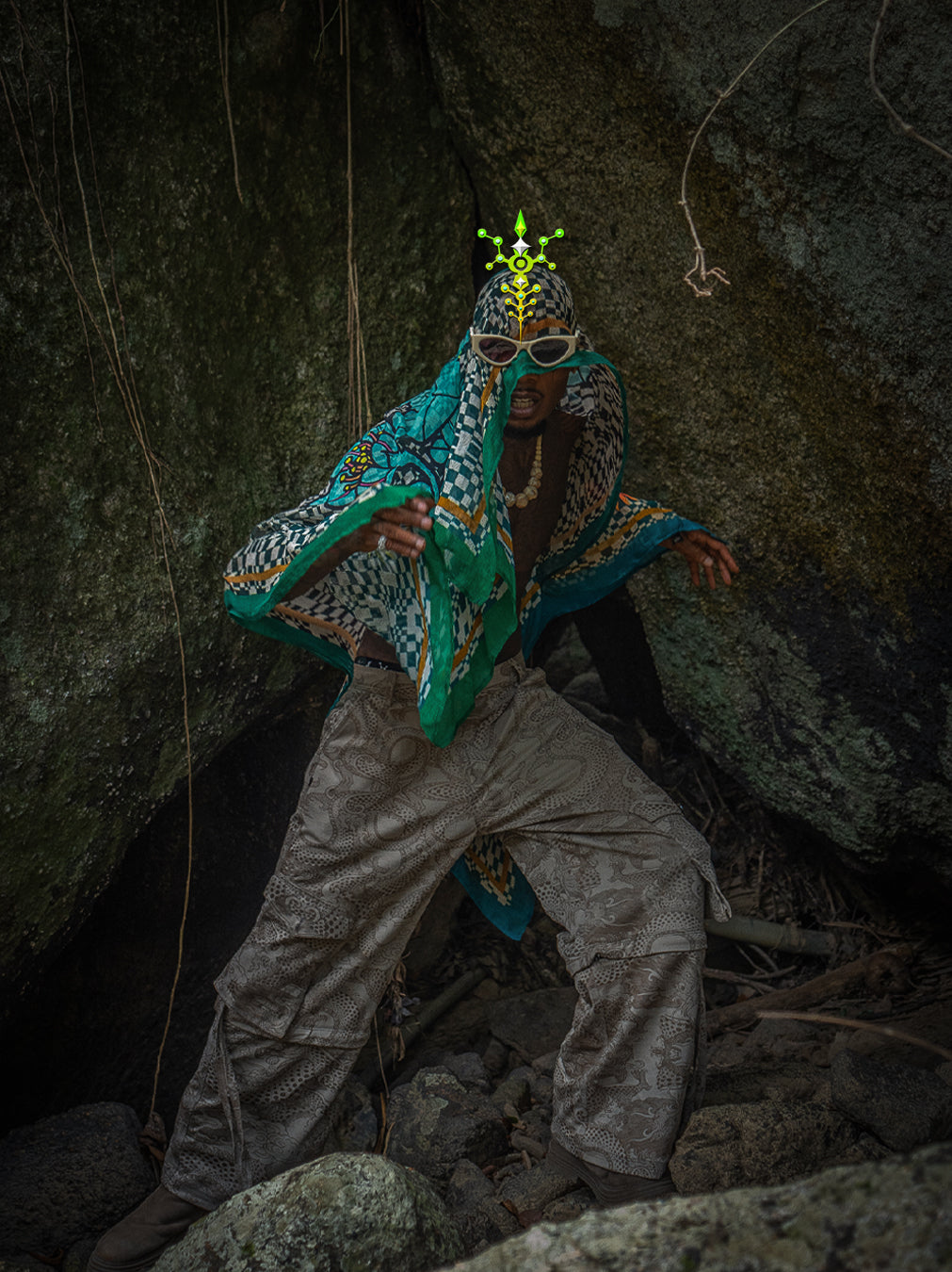Scarf / Pareo Bamboo - PSYCHOCHIC FLOWER