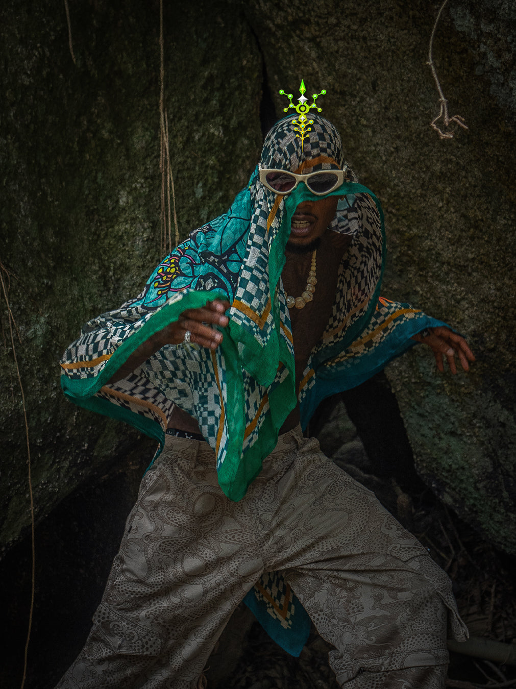 Scarf / Pareo Bamboo - PSYCHOCHIC FLOWER