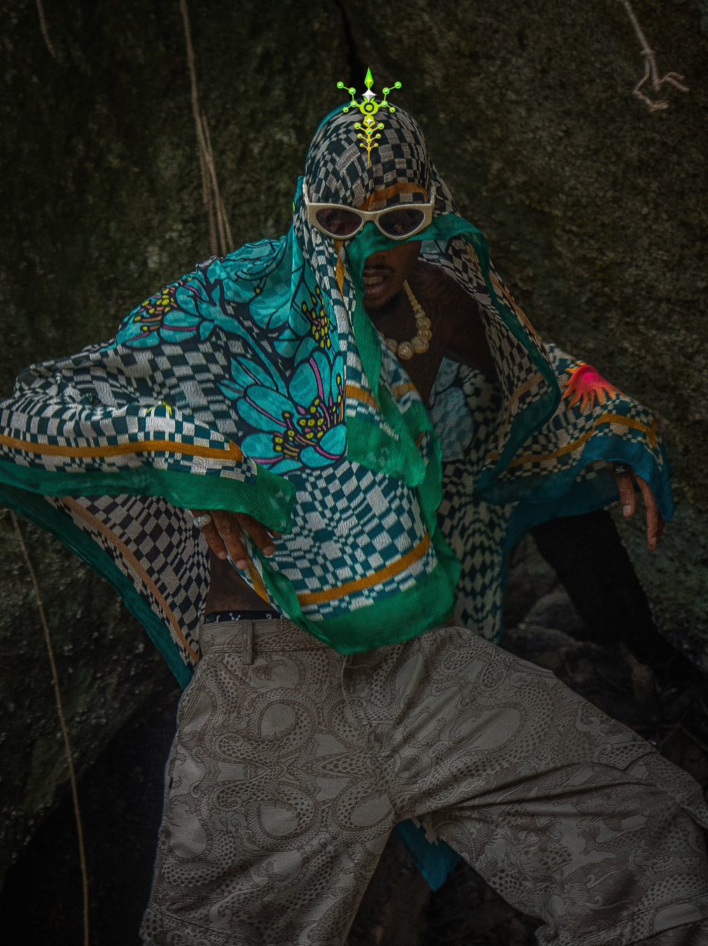 Scarf / Pareo Bamboo - PSYCHOCHIC FLOWER
