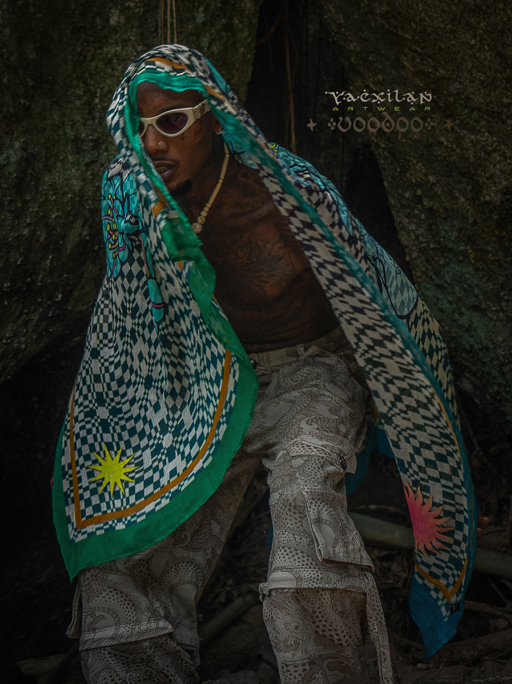 Scarf / Pareo Bamboo - PSYCHOCHIC FLOWER
