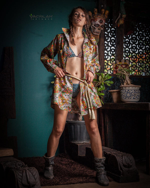 Shirt Woman Longsleeve / Cotton Popeline - Piratechic PAKAL'S GOLD