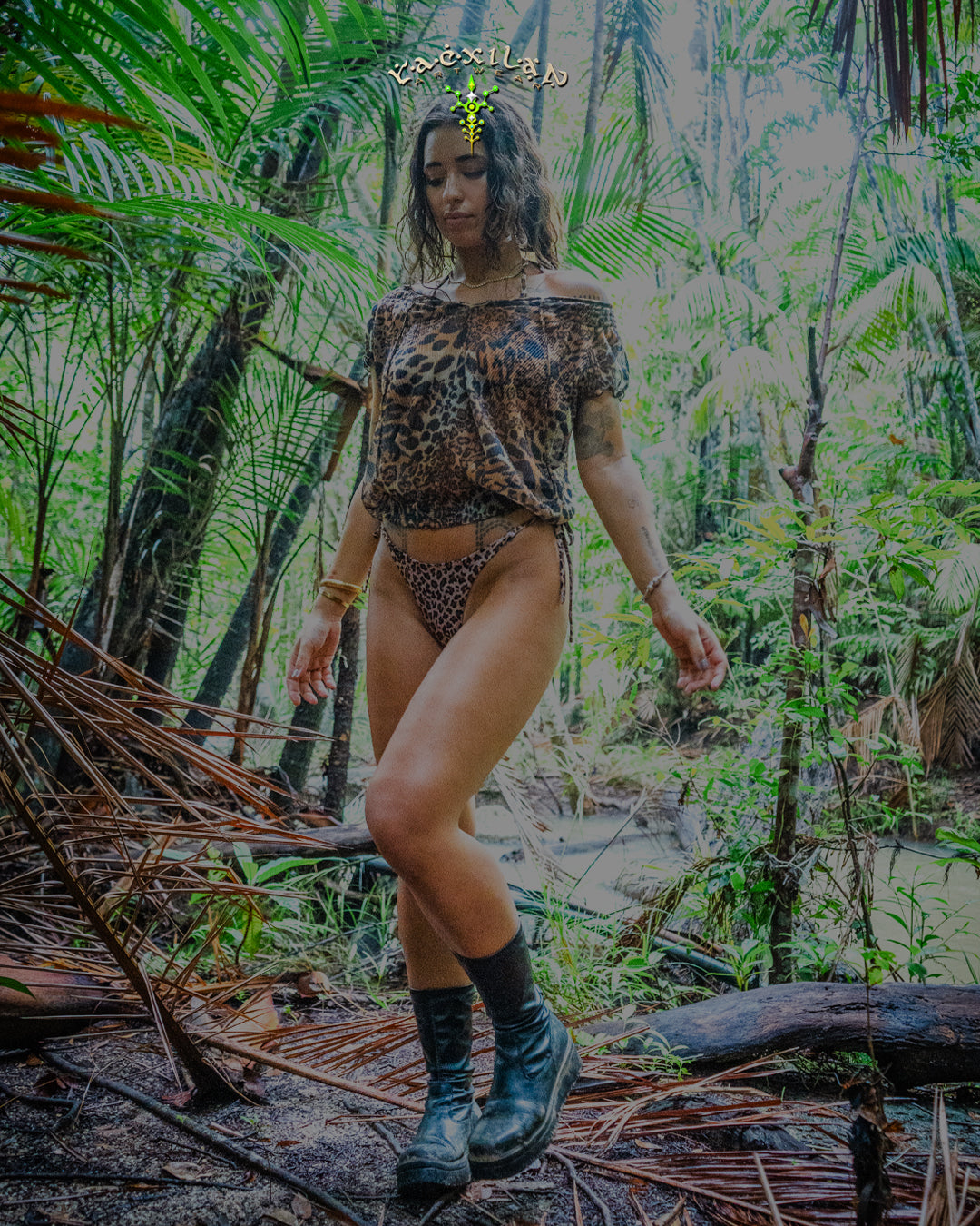 Woman Wideneck Top PIRATESSE / Voile - LEOPARD