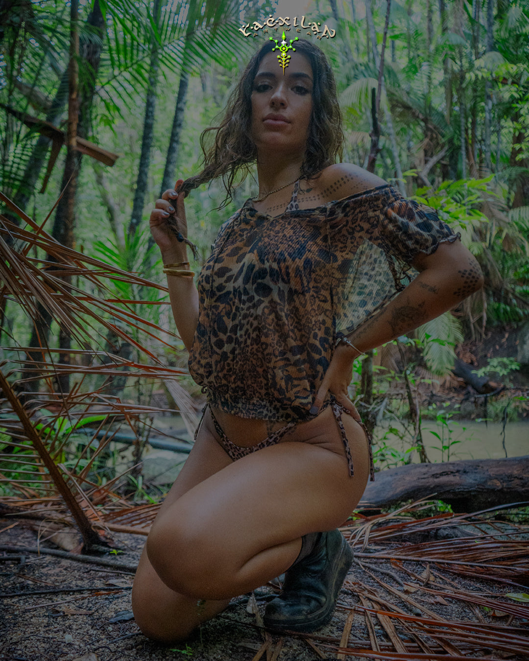 Woman Wideneck Top PIRATESSE / Voile - LEOPARD