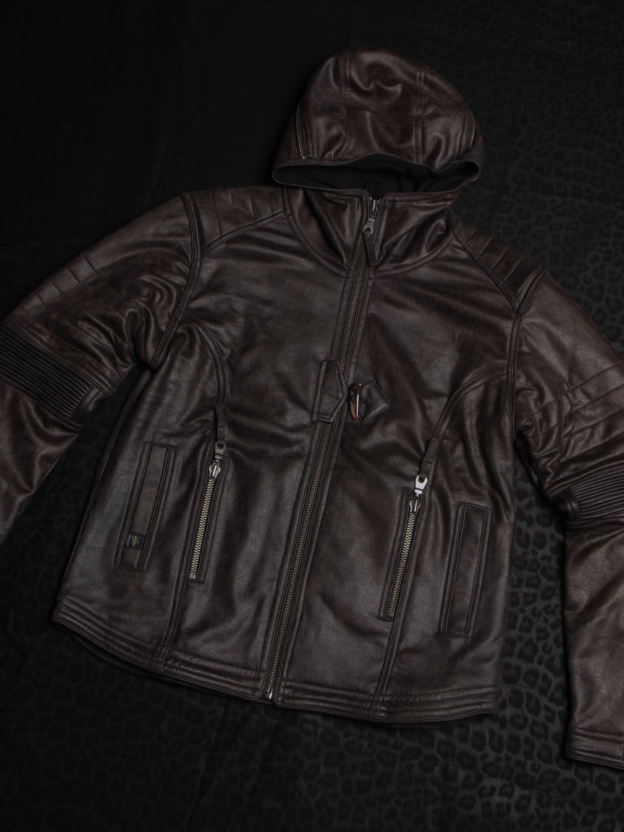 Hooded Jacket / Fake Leather Scuba - DARK OWLIENS