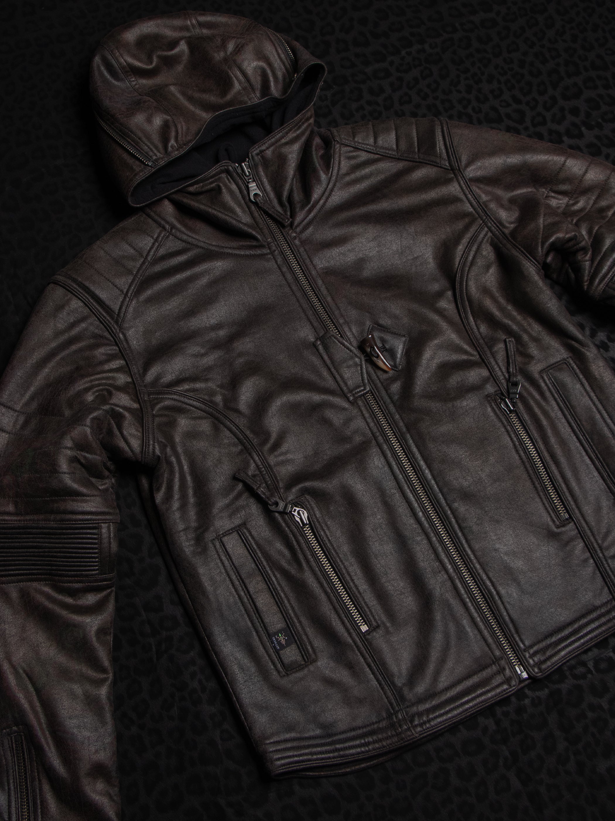 Hooded Jacket / Fake Leather Scuba - DARK OWLIENS