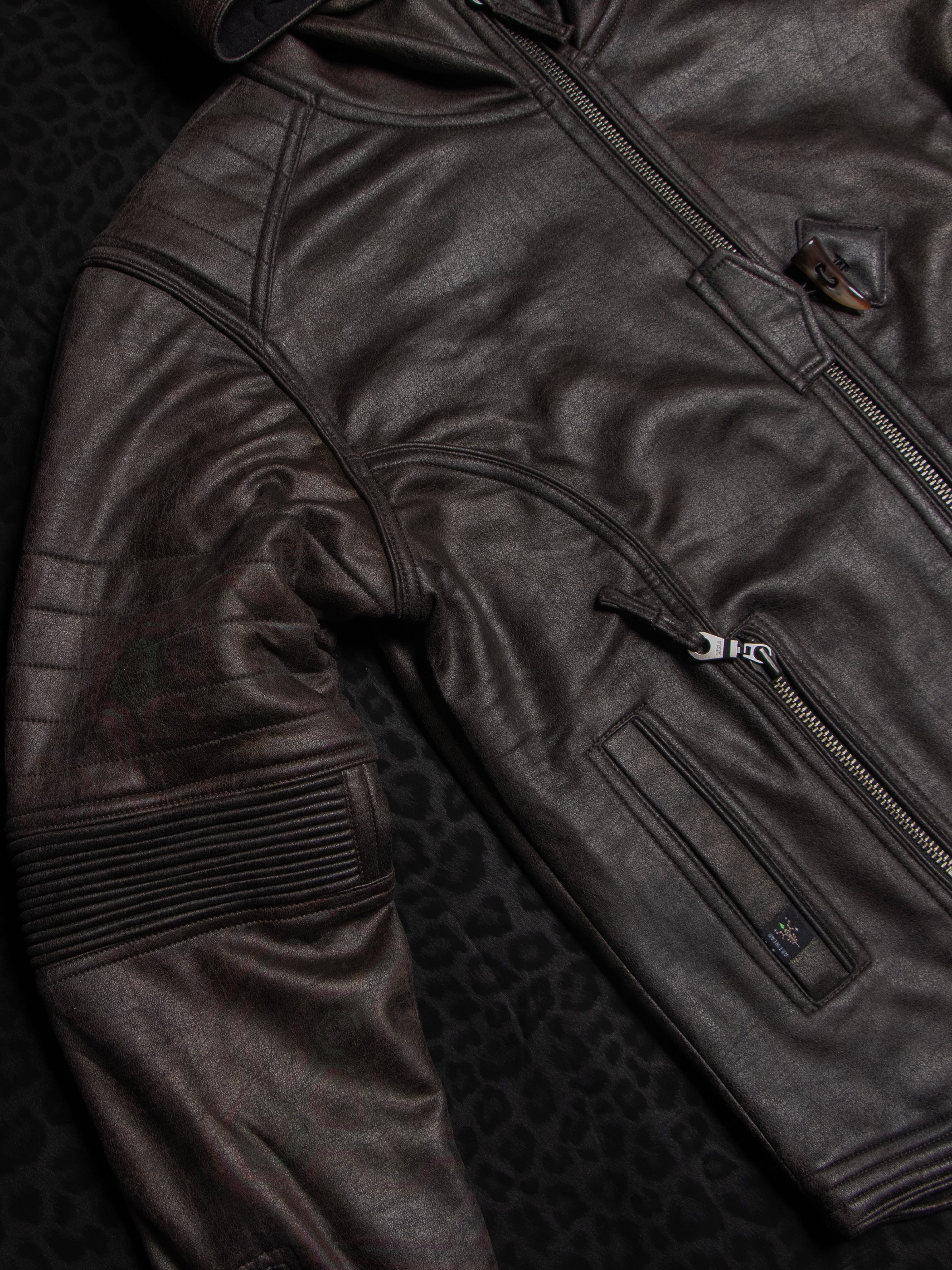 Hooded Jacket / Fake Leather Scuba - DARK OWLIENS