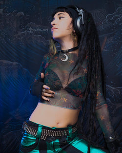 Crop-Top Woman / Longsleeve Soft Mesh - ATLANTHEON Jungle - Yacxilan Artwear