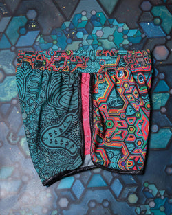 Running Shorts / Light Sportswear - ATLANTIS Pink Lace Strippe - Yacxilan Artwear