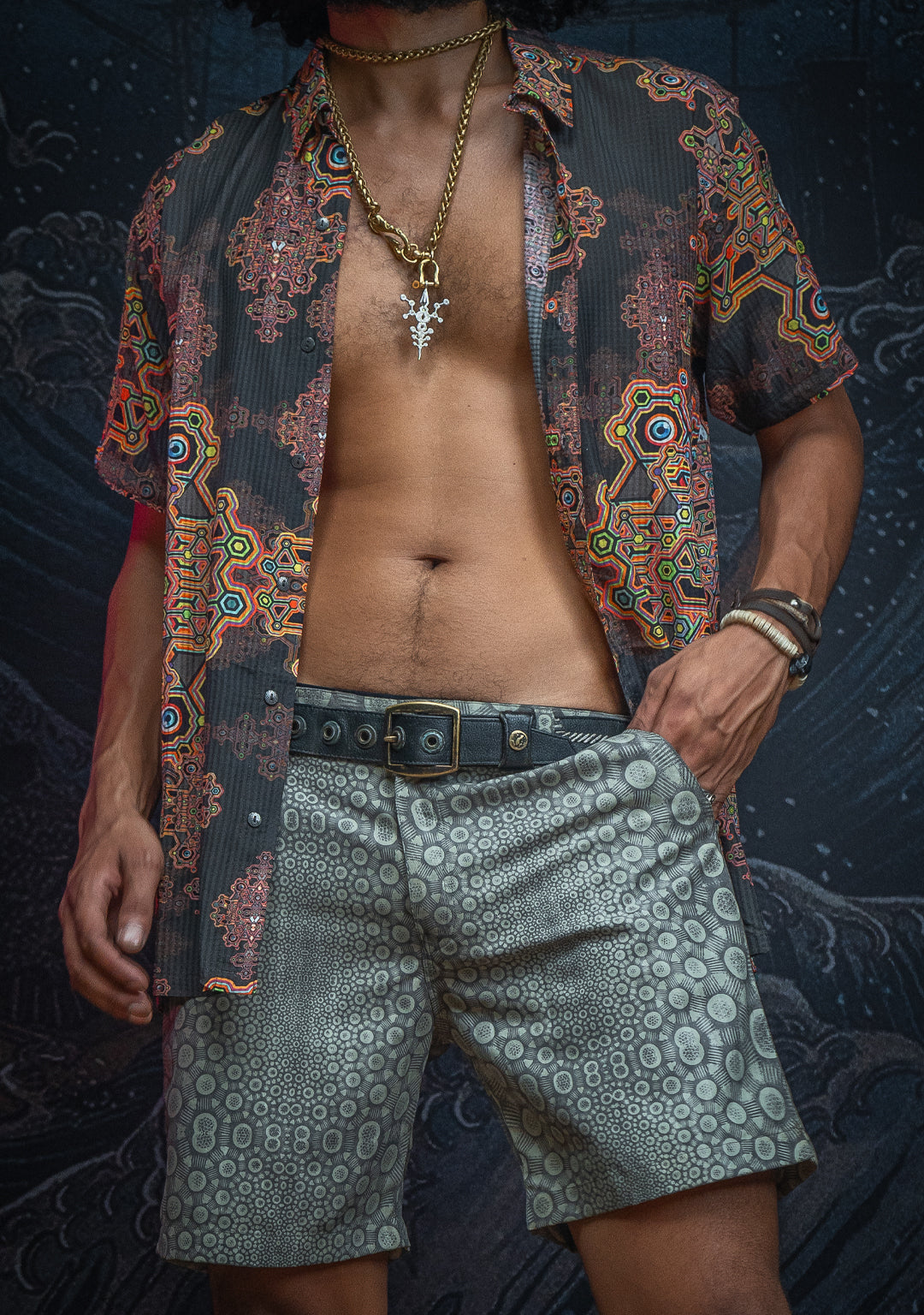 Skate Short Men / Microfiber Stripes  - NEBULA