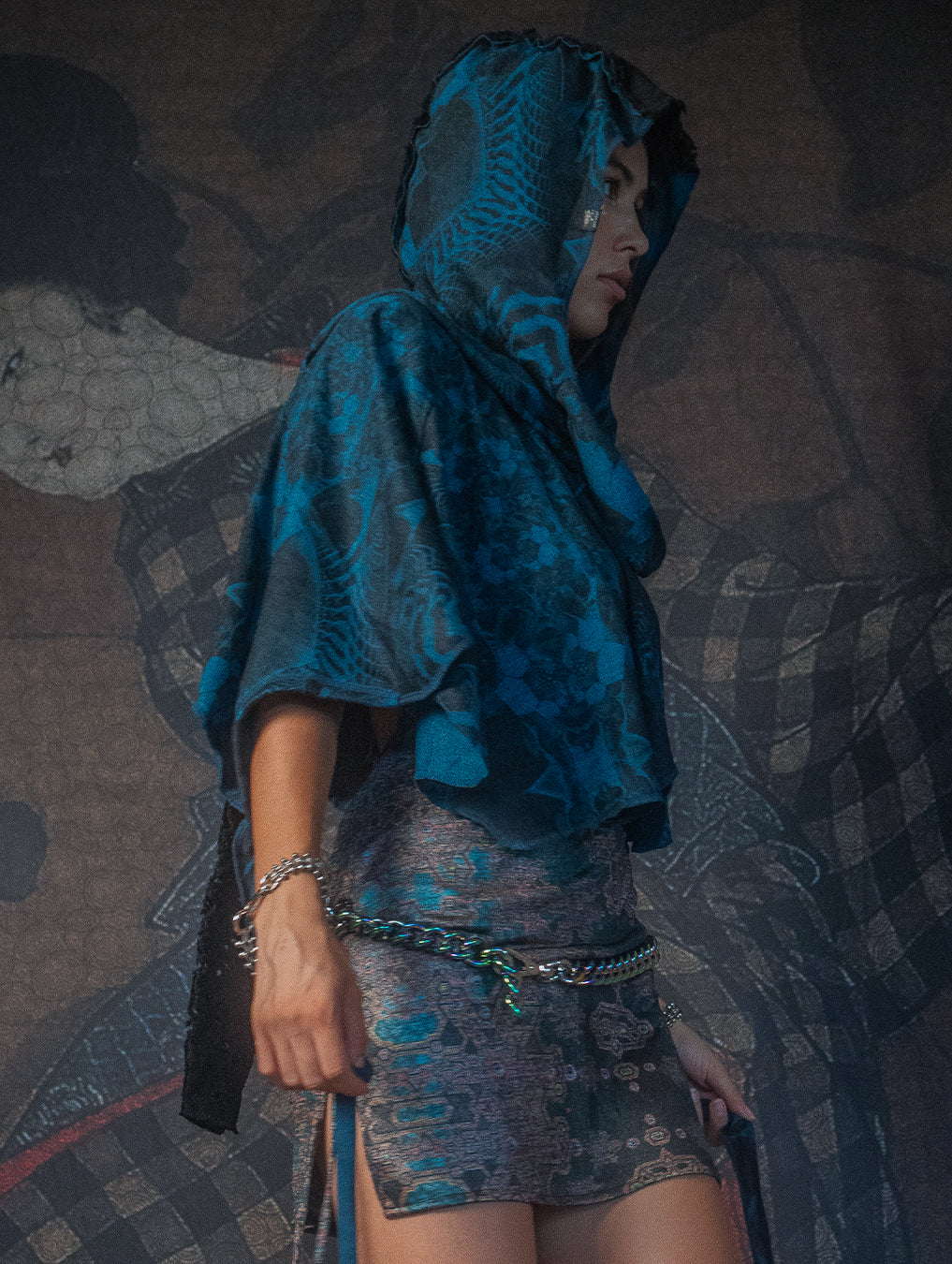 Shawl / Knits - MANTA SKUNK SQWID-Teal SANDOKAN