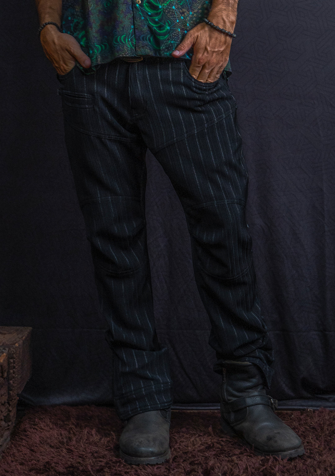 Pants Men / Stretchy Strippes Plain - BLACK PIMP