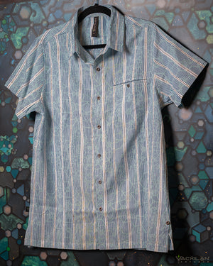 Shirt Men Half Sleeves / Cotton Distemper - Blu MOLECULARIS