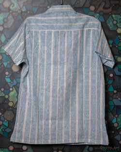 Shirt Men Half Sleeves / Cotton Distemper - Blu MOLECULARIS - Yacxilan Artwear