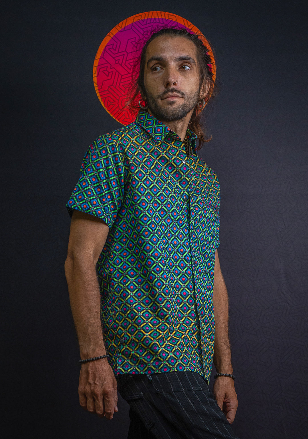 Shirt Half Sleeves / Cotton Jacquard - STRAWBERRY FIELDS