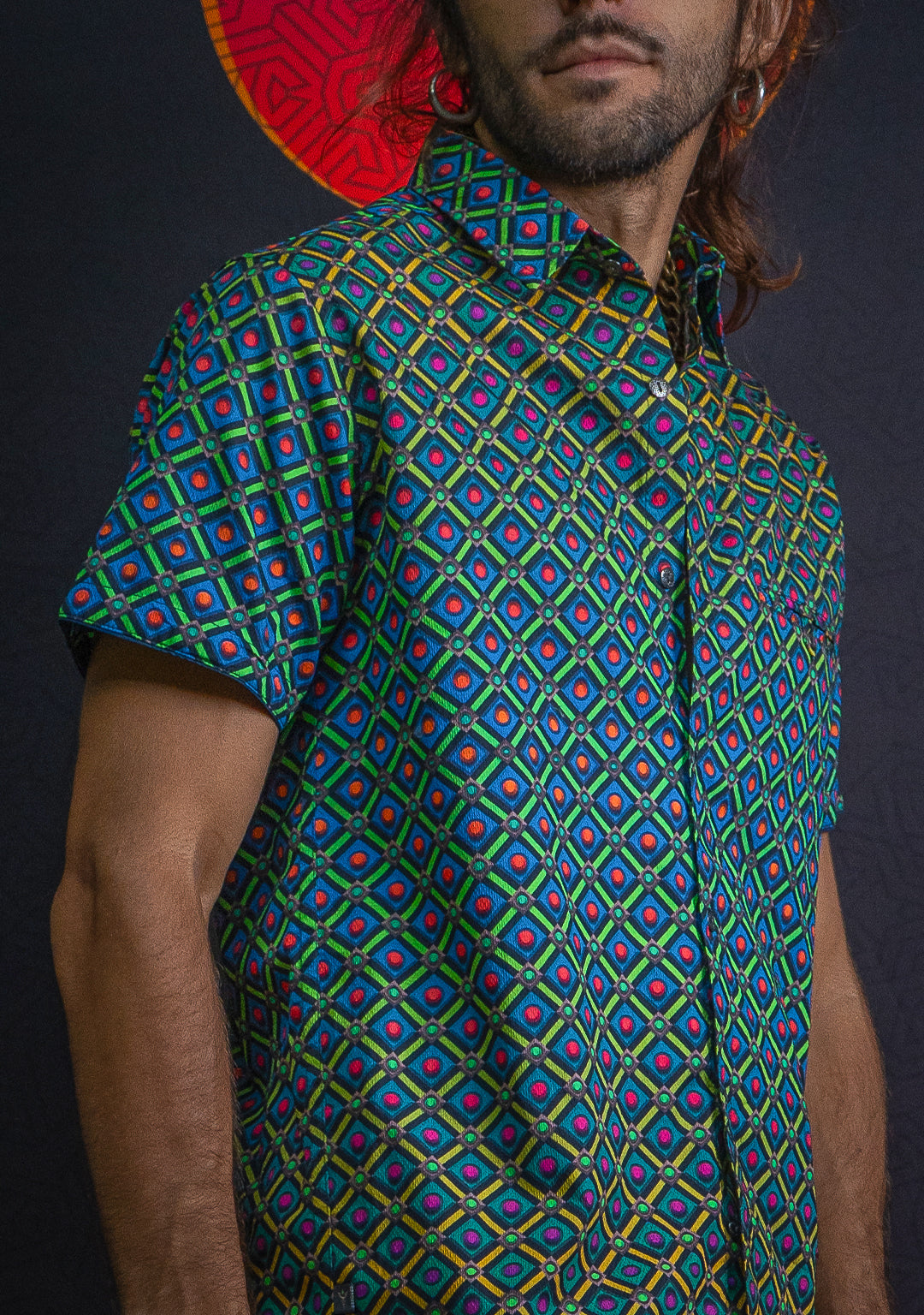 Shirt Half Sleeves / Cotton Jacquard - STRAWBERRY FIELDS