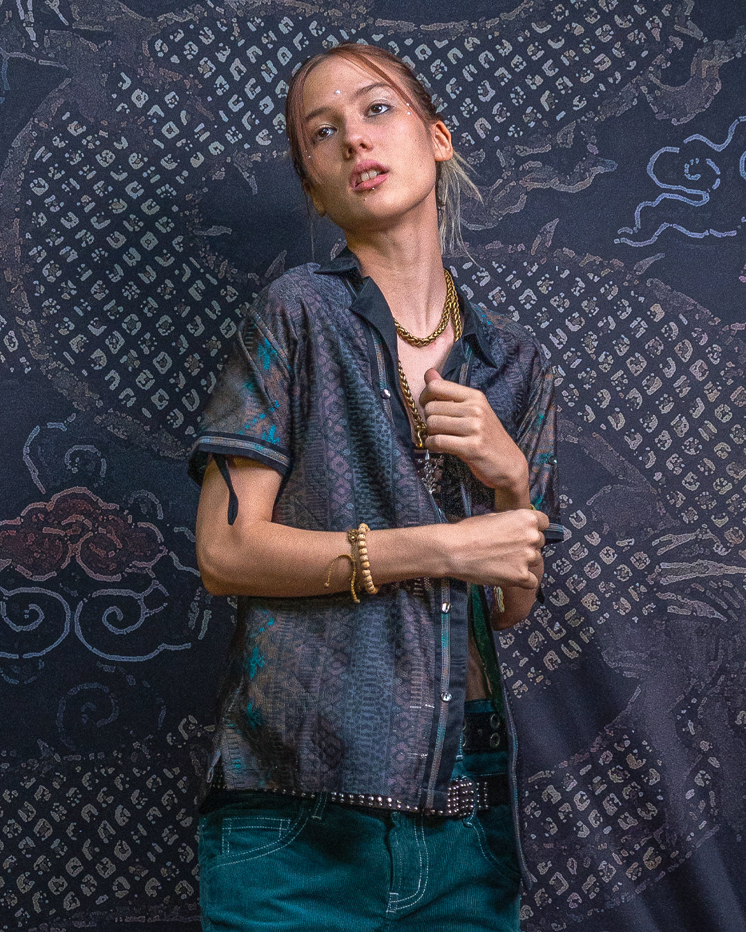 Shirt Men DOLCE Half Sleeves / Lace Black Border - MUDGRASS