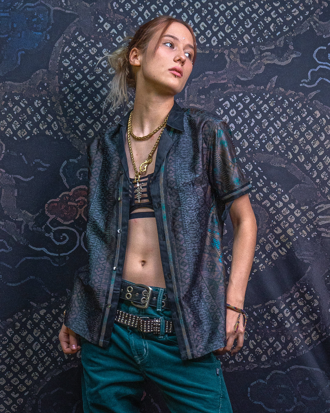 Shirt Men DOLCE Half Sleeves / Lace Black Border - MUDGRASS