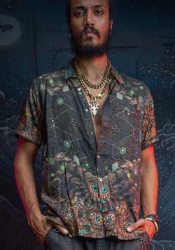 Shirt Men Half Sleeves / Earth Viscose Digital - PSYCHEDELIKA GALACTIKA