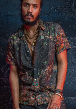 Shirt Men Half Sleeves / Earth Viscose Digital - PSYCHEDELIKA GALACTIKA