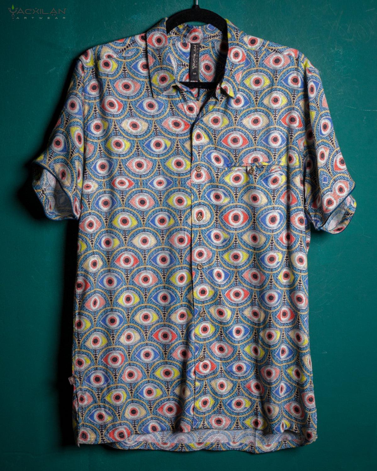 Shirt Men Half Sleeves / Viscose Jaquard Diamond Weave- ALL EYES ON YOU - Yacxilan Artwear