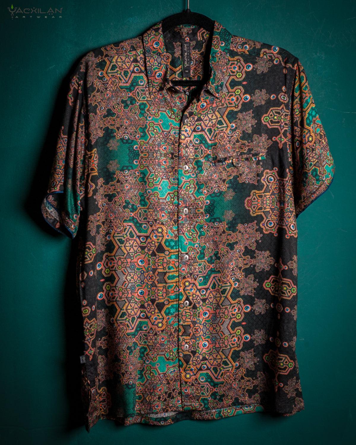 Shirt Men Half Sleeves / Viscose Jaquard Diamond Weave- ATLANTHEON - Yacxilan Artwear