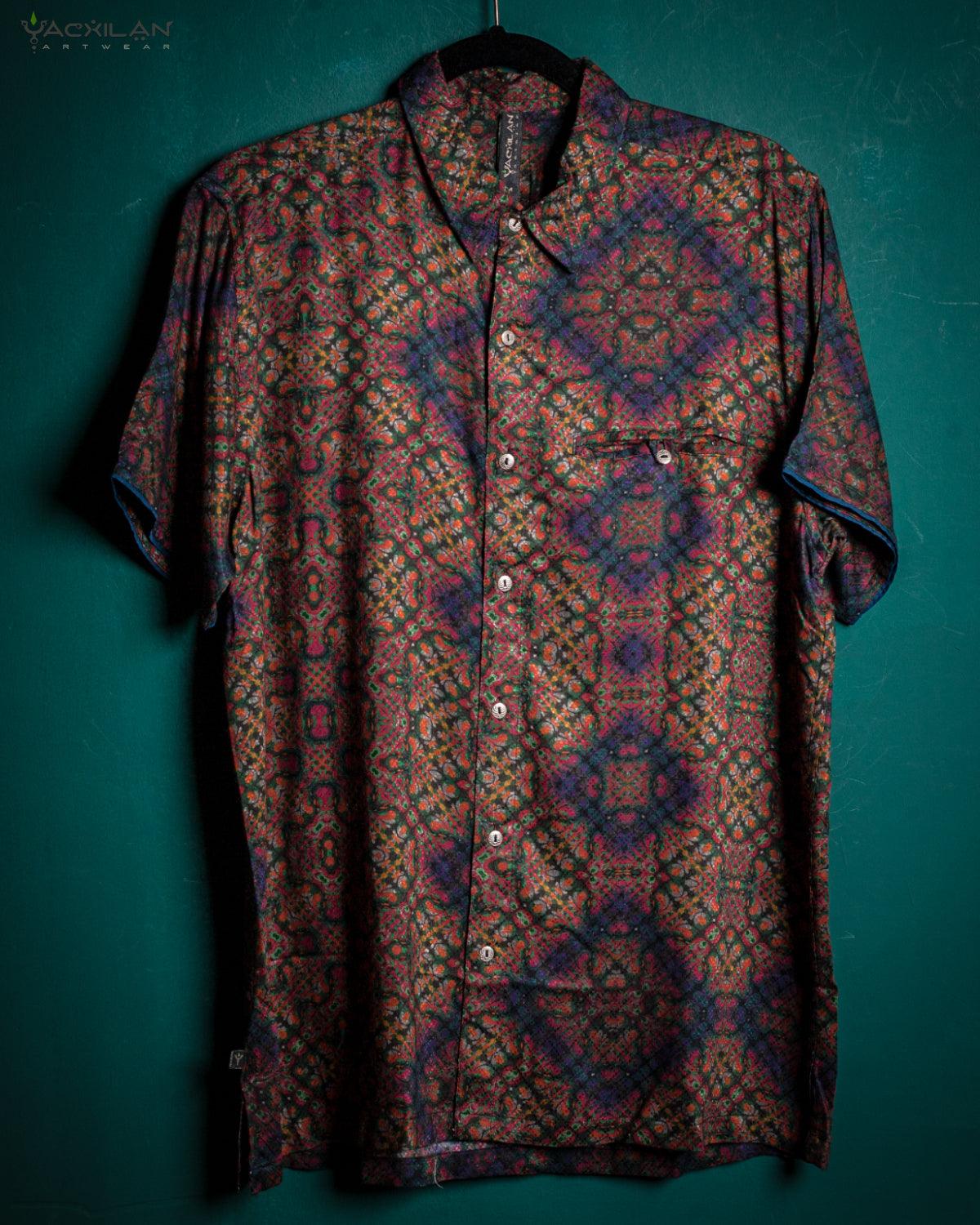 Shirt Men Half Sleeves / Viscose Jaquard Diamond Weave- DELIKSATEZEN - Yacxilan Artwear