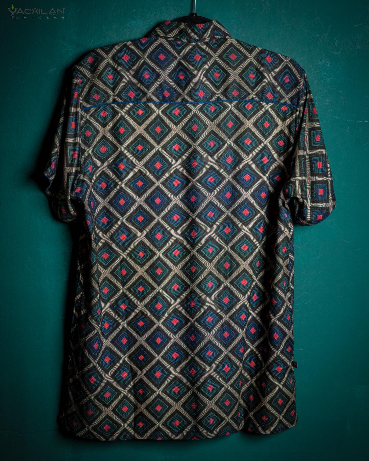 Shirt Men Half Sleeves / Viscose Jaquard Diamond Weave- GURUCCI - Yacxilan Artwear