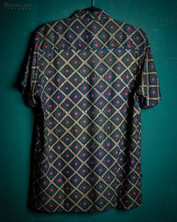 Shirt Men Half Sleeves / Viscose Jaquard Diamond Weave- GURUCCI - Yacxilan Artwear