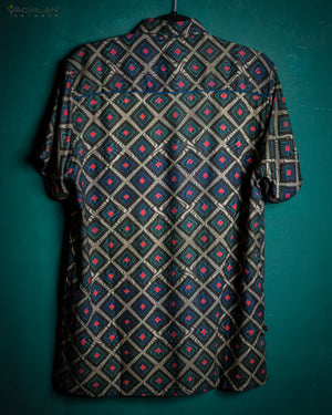 Shirt Men Half Sleeves / Viscose Jaquard Diamond Weave- GURUCCI