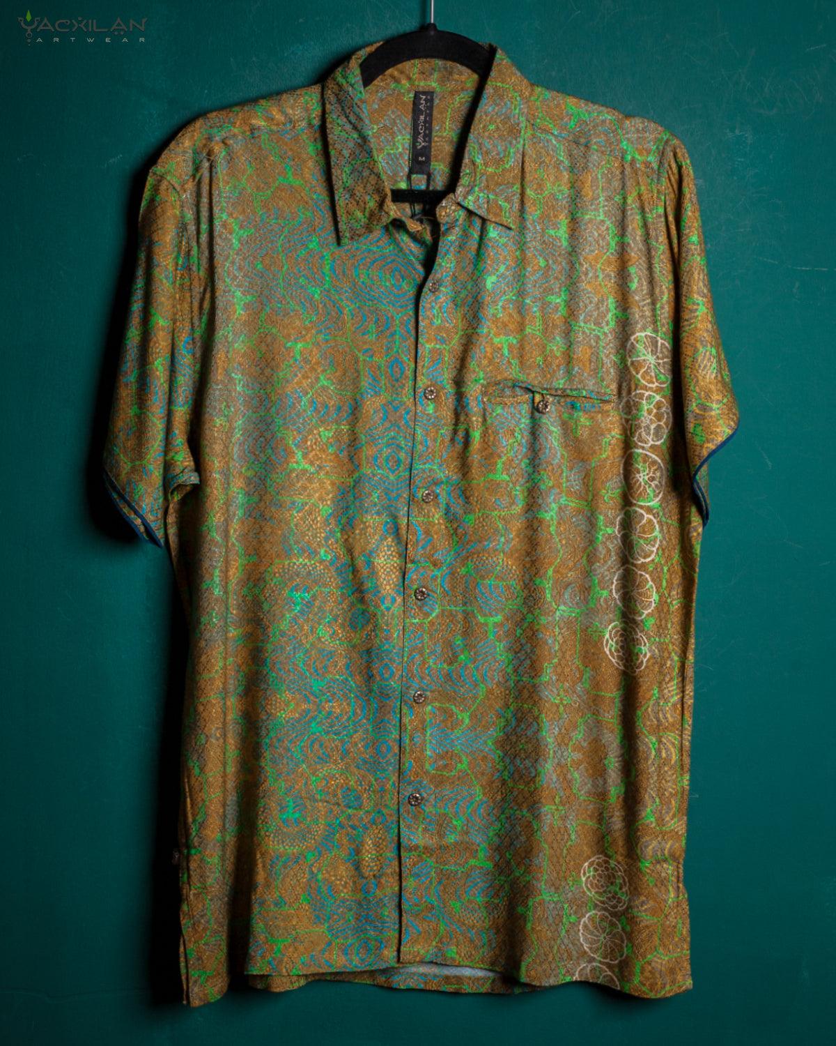 Shirt Men Half Sleeves / Viscose Jaquard Diamond Weave- SANDZ - Yacxilan Artwear