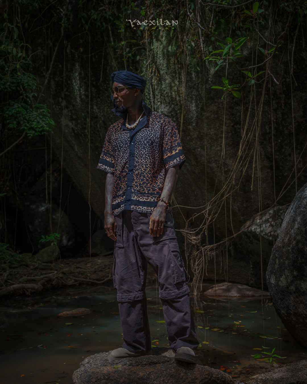 Shirt Men Oversized Half Sleeves / Chiffon Voile - LEOPARDUXUS