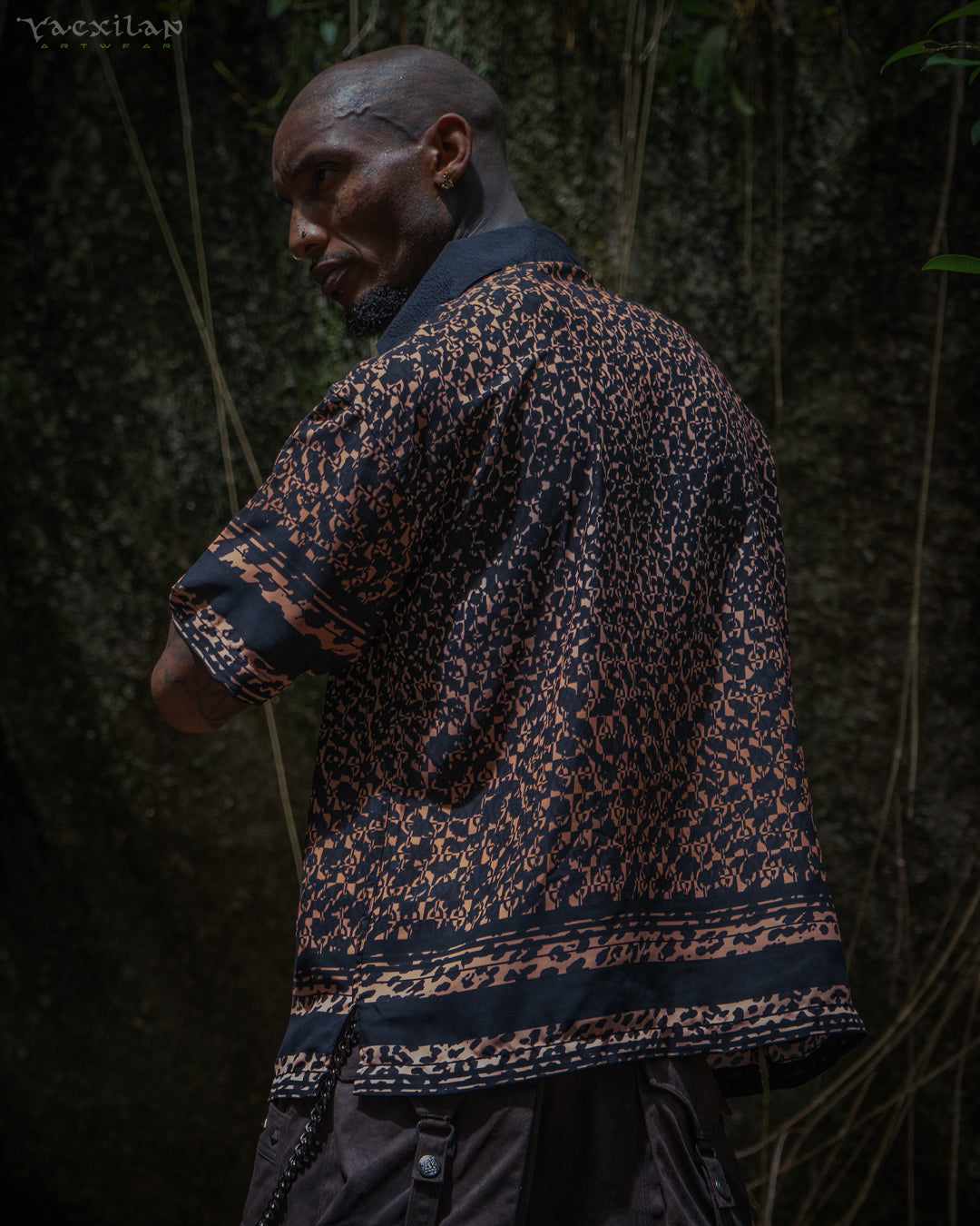 Shirt Men Oversized Half Sleeves / Chiffon Voile - LEOPARDUXUS