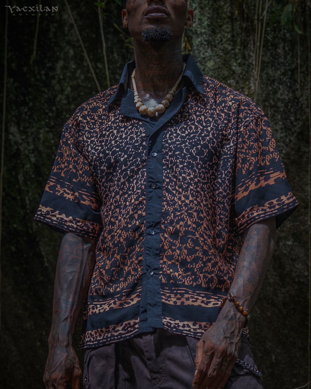 Shirt Men Oversized Half Sleeves / Chiffon Voile - LEOPARDUXUS