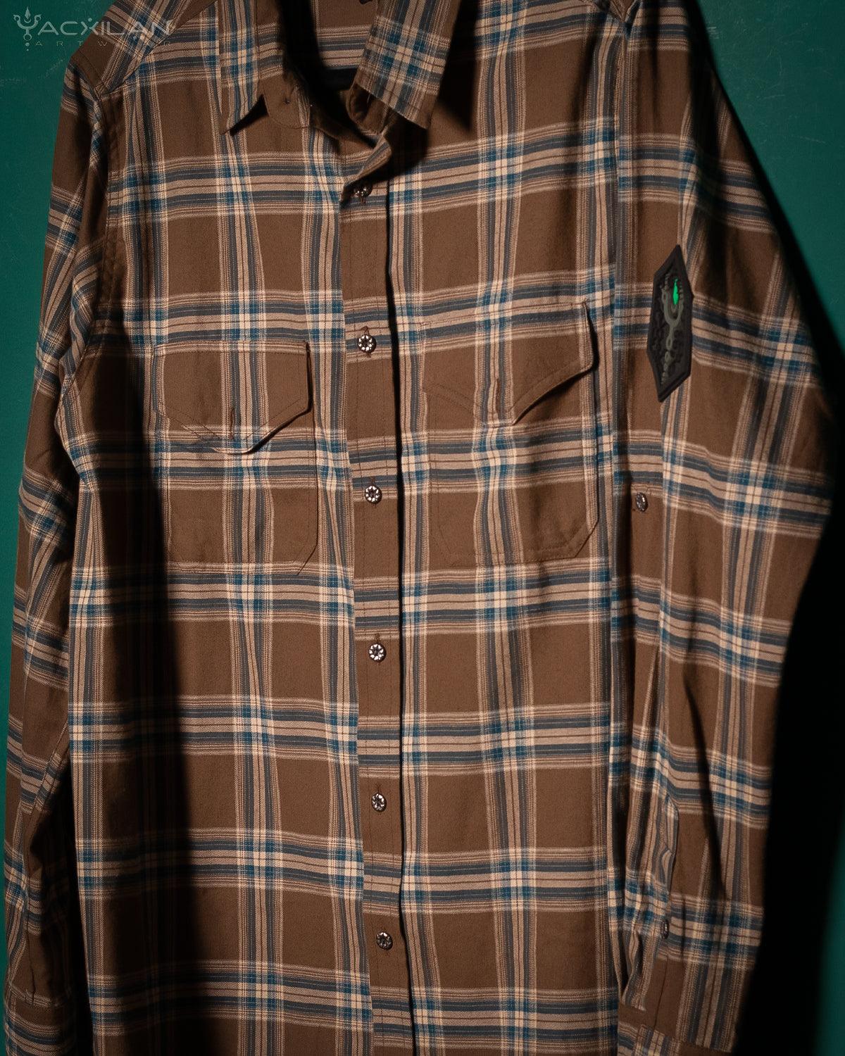 Shirt Men Long Sleeves / Cotton Lumberjack Tartan - CARAMEL DUST - Yacxilan Artwear