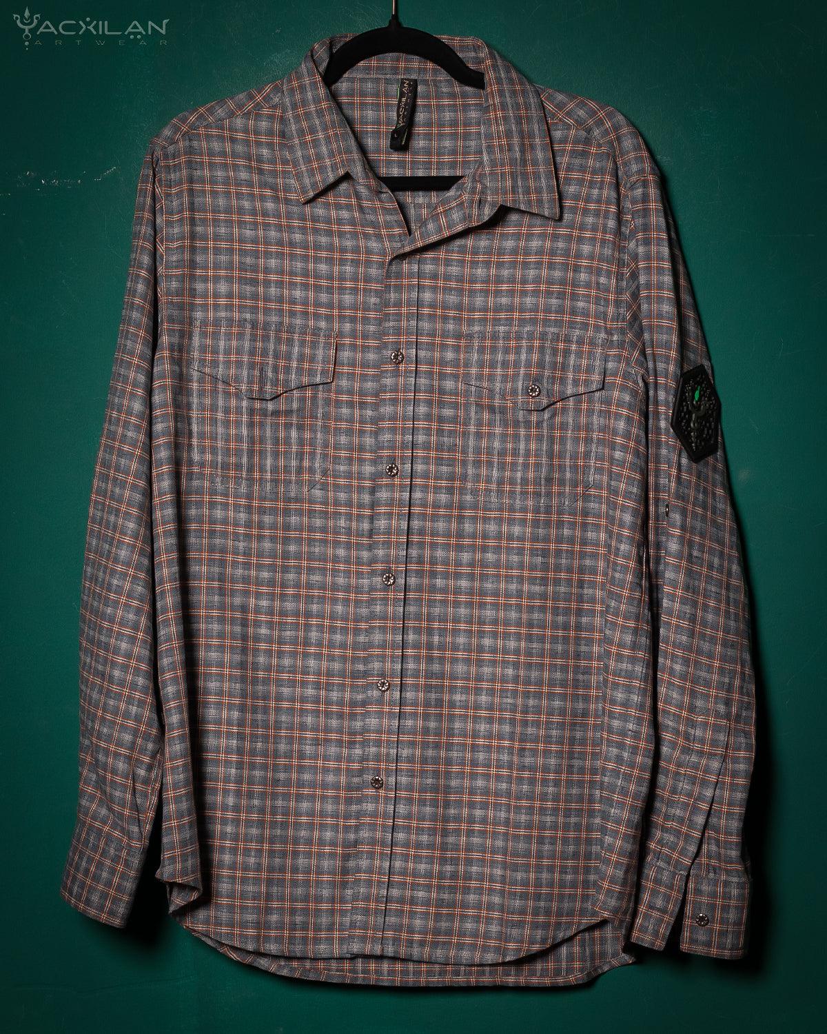 Shirt Men Long Sleeves / Cotton Lumberjack Tartan - GINGHAM GREY - Yacxilan Artwear