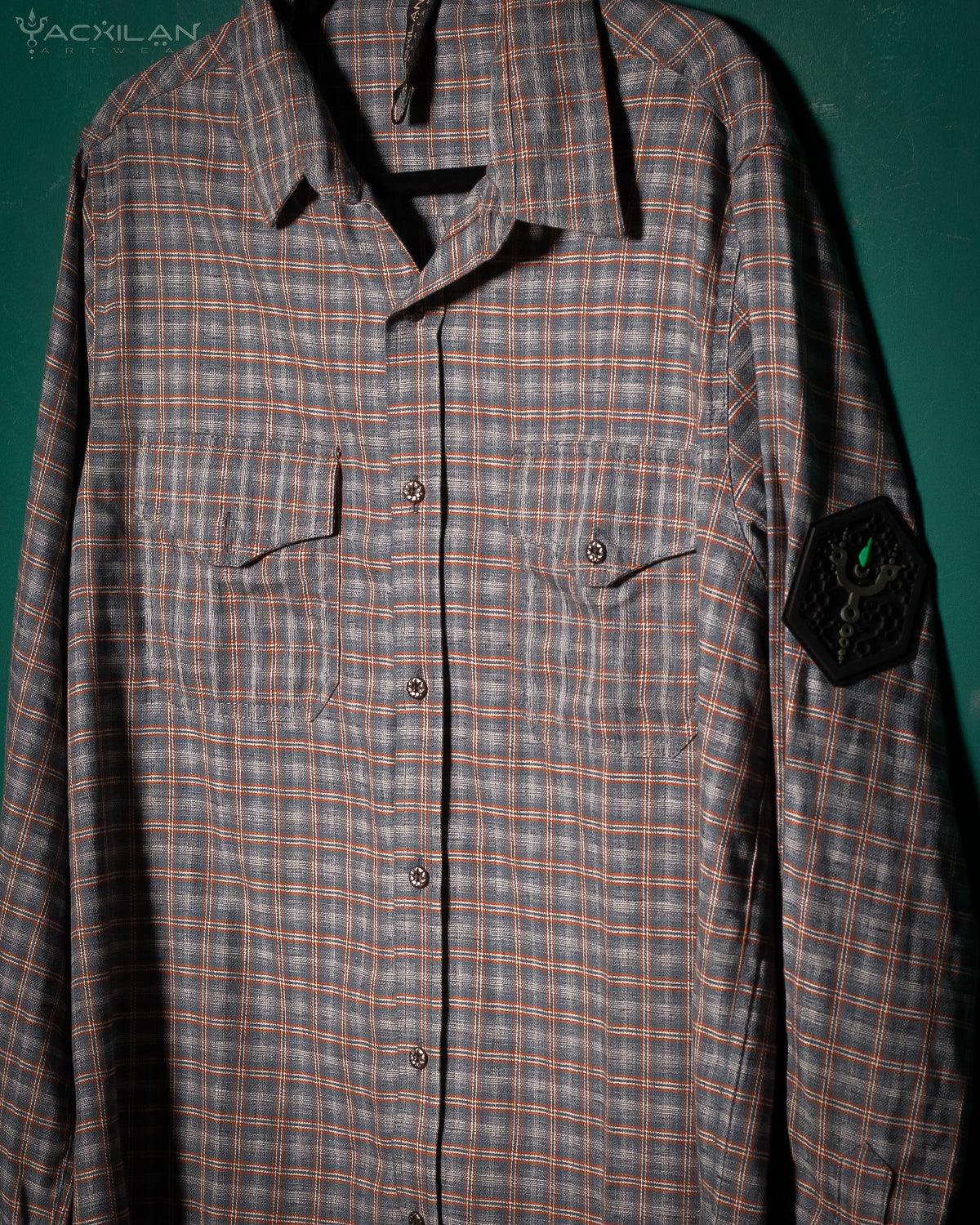 Shirt Men Long Sleeves / Cotton Lumberjack Tartan - GINGHAM GREY - Yacxilan Artwear