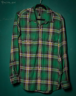 Shirt Men Long Sleeves / Cotton Lumberjack Tartan - IRISH FOREST - Yacxilan Artwear