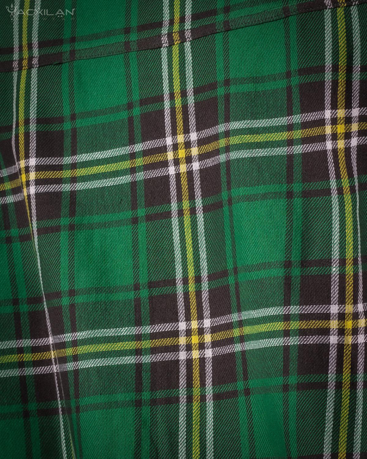 Shirt Men Long Sleeves / Cotton Lumberjack Tartan - IRISH FOREST - Yacxilan Artwear