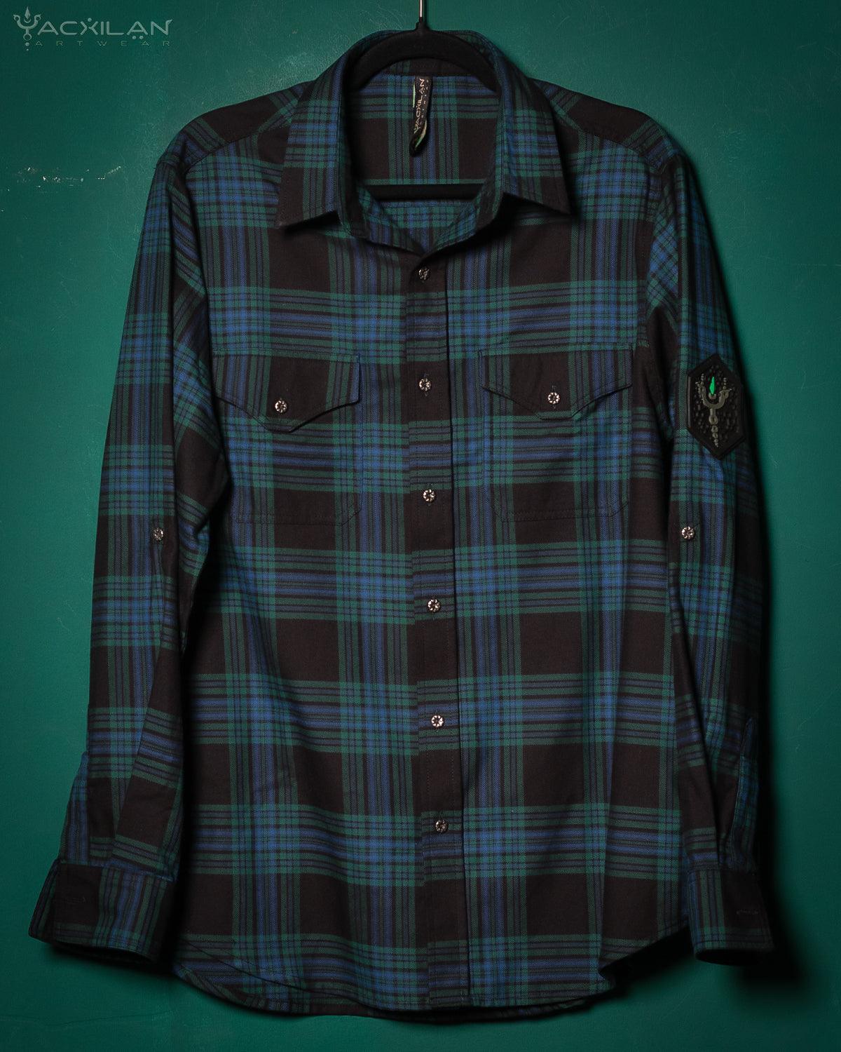 Shirt Men Long Sleeves / Cotton Lumberjack Tartan - NORTHERN SEA - Yacxilan Artwear