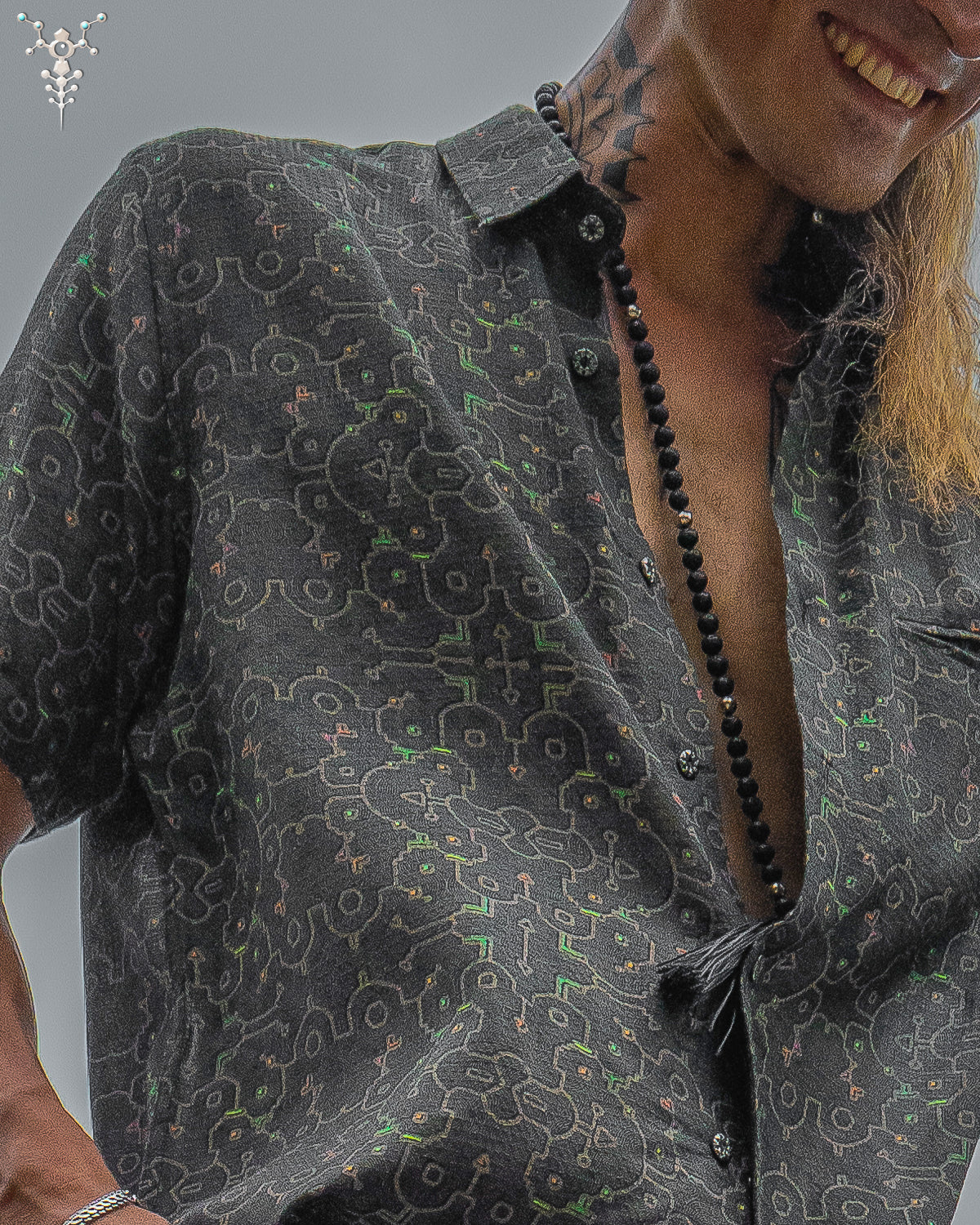 Shirt Men Half Sleeves / Organic Bio Farms Bamboo Squares - REBIRTH OF IKARO Forest