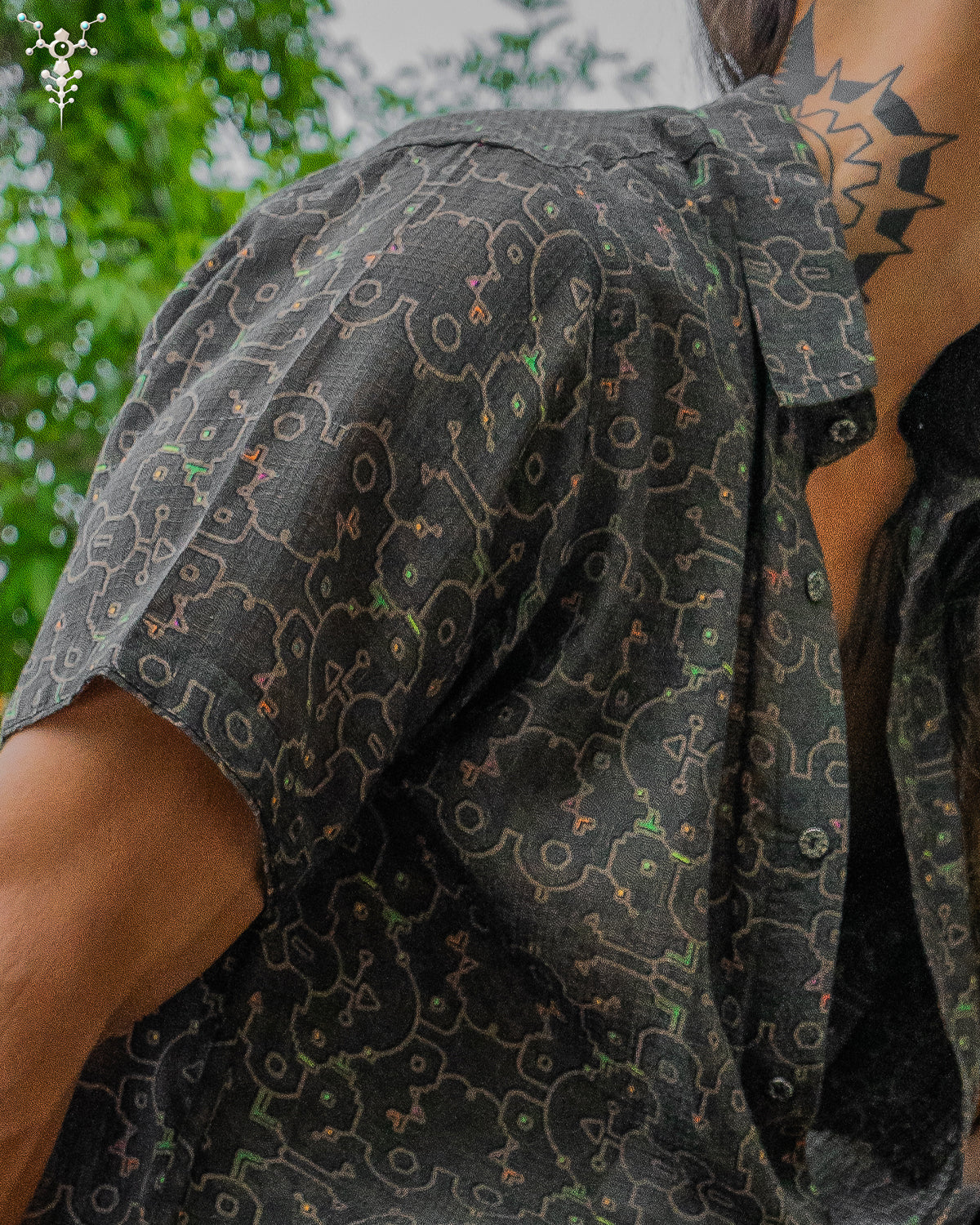 Shirt Men Half Sleeves / Organic Bio Farms Bamboo Squares - REBIRTH OF IKARO Forest